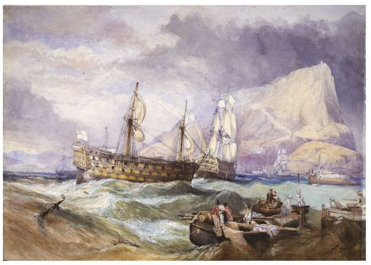 Clarkson Frederick Stanfield H.M.S 'Victory' towed into Gibraltar,